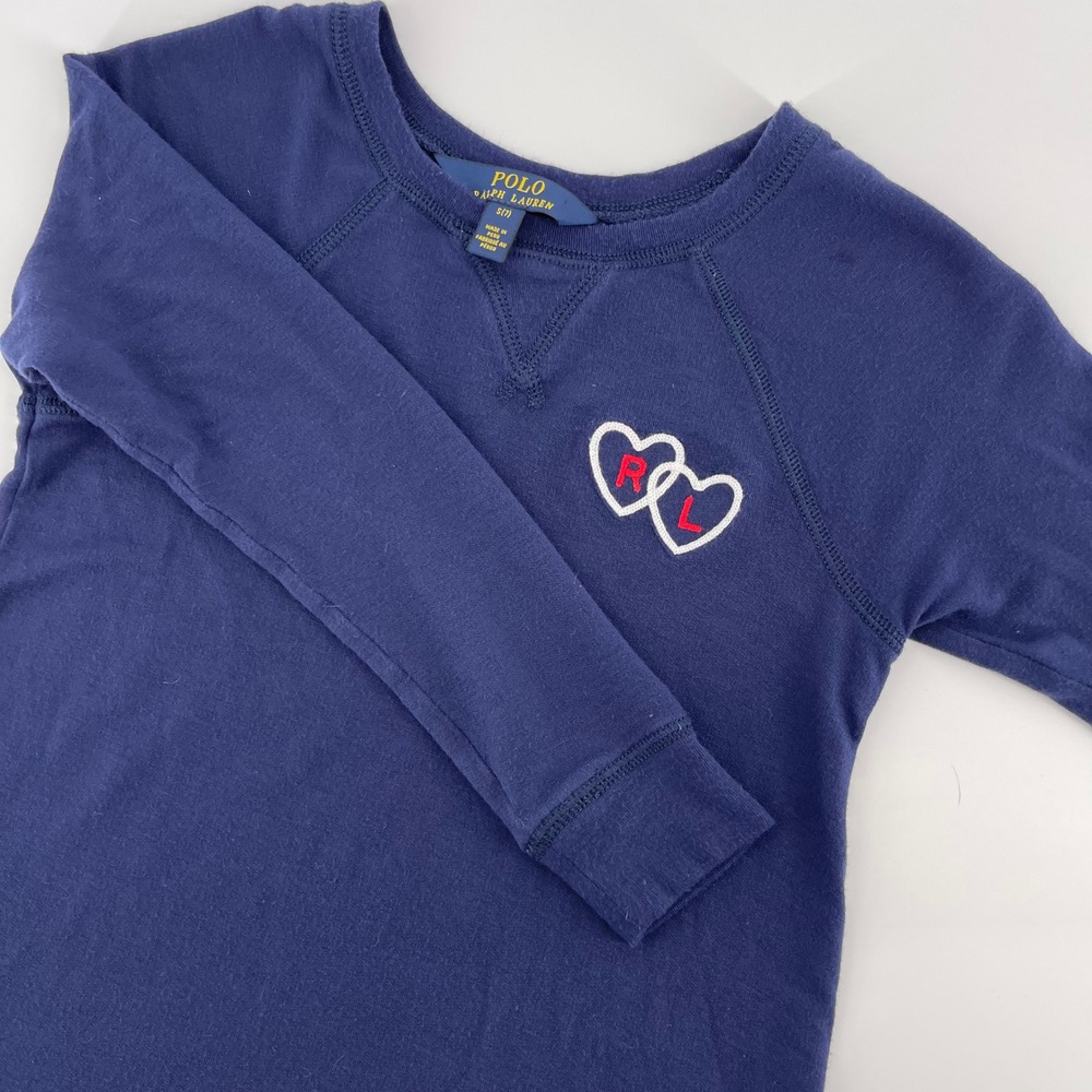 Polo Ralph Lauren Dress Hearts Long Sleeve Casual Kids Size S(7)